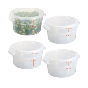 CURTA 2 Quart Translucent Round Food Storage Container with Lid, Pack of 4 – NSF Listed, BPA-Free, Commercial-Grade Polypropylene, Freezer & Dishwasher Safe, Non-Stick, Easy-Read Graduations