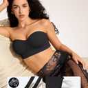 Vertvie Strapless Bras for Women Non-Slip Push Up Wireless Bandeau Bra Seamless Comfort Tube Top Supportive Padded Bralette (Medium,Black)