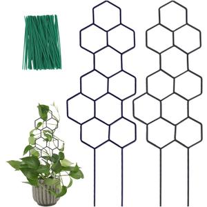 Small Trellis for Potted Plants, 15.94 inch Metal Plant Trellis for Climbing Plants Indoor Pot Honeycomb Shape Lattice for Ivy Vines Hoya Houseplants Flower 2 Pack