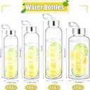 Zubebe 40 Pcs Reusable Water Bottles Bulk Clear Bottles with Stainless Steel Leak Proof Lids Acrylic Bottles with Nylon Carrying Strap Shaker Bottles for Water, Milk, Smoothie, Juice Beverage
