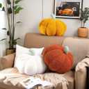 Pumpkin Pillows 3D Fall Pumpkin Throw Pillows Decor Cute Fall Bedroom Decor for Thanksgiving Halloween Christmas Winter Home Sofa Supplies (Yellow+Brown)