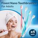 Extra Soft Toothbrushes For Adults, Nano Toothbrush 20,000 Ultra Fine Bristles for Sensitive Gums, Gentle Adult Toothbrush for Gum Care, Deep Cleaning Soft Brush, Pack of 4 Oral Care Brushes