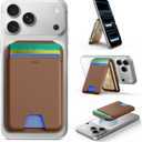 ESR Upgraded for MagSafe Wallet, 5 Card Holder, RFID Blocking, Magnetic Wallet for iPhone with Adjustable Stand, Slim for iPhone 17/16/15/14/13/12 Series, Not for 13/12 Mini, Brown