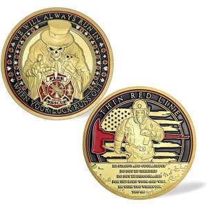 4 x Firefighter Challenge Coin Thin Red Line Fire Rescue Coin Fireman Prayer Coin