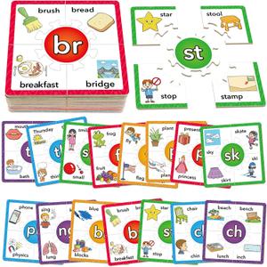 Torlam Phonics Puzzle, Rhyming Games Phonics Games Flash Cards for Kids Toddler, Learn to Read Spelling Reading Sight Words, Digraphs Blends Site Words for Preschool Kindergarten Homeschool Supplies