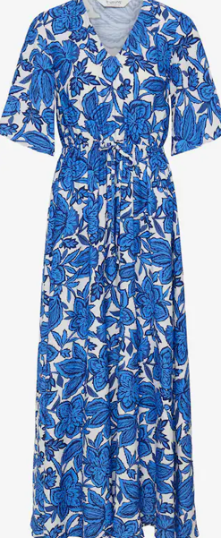 Plus Size Boho Dresses for Women 2026 Summer Spring Floral Short Sleeve V Neck Smocked Flowy Vacation Maxi Dress Sun Dresses for Beach Wedding Party Baby Shower White Blue Floral L