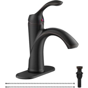 Bathroom Sink Faucet 1 Hole Oil Rubbed Bronze Single Handle Bathroom Faucets Farmhouse RV Lavatory Vanity with Pop Up Drain Parts with Overflow