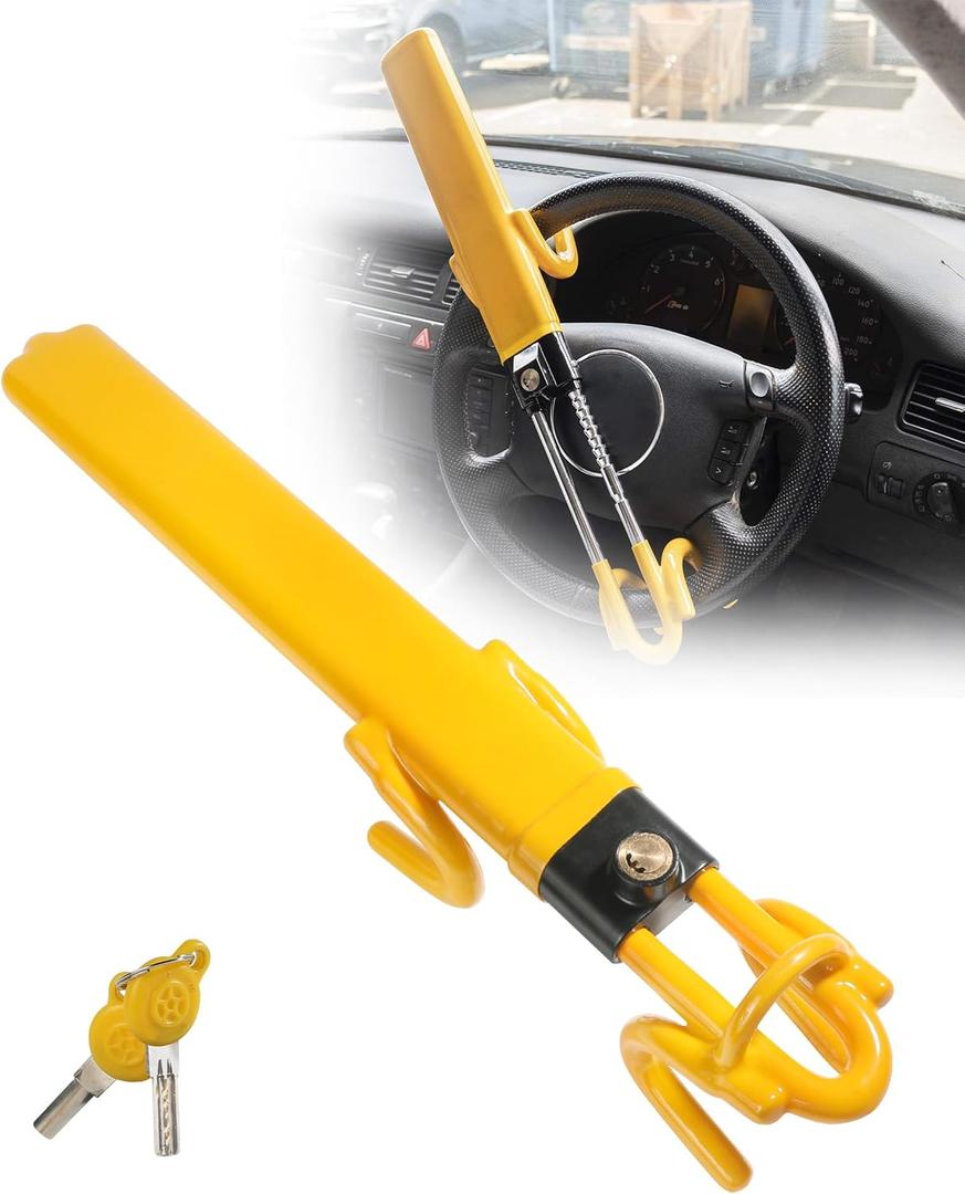 Steering Wheel Lock,Wheel Locks for Cars,Car Accessories Car Lock Anti Theft Car Device,Car Steering Wheel Lock,Adjustable Anti-Theft Device Car Locks Double Hook Locks for SUV Pickup Truck