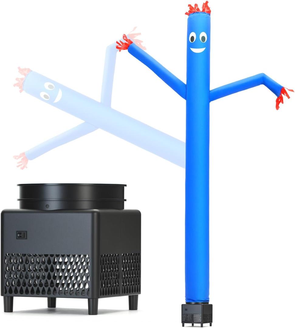 6ft Blue Inflatable Tube Dancing Man with Blower | Attention-grabbing Air Puppet Dancer for Business Promotion, Store Advertising, Party Decorations. Complete Set with Blower