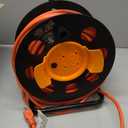 VEVOR 100FT Retractable Extension Cord Reel, with 4 Outlets and Dust Cover, Heavy Duty 12AWG SJTOW Power Cord, Portable Handle and Safety Overload Circuit Breaker, for Outdoor Indoor Toolshed Garage