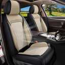Car Seat Covers Front Seats for Ford F-150 2009-2023 2024 2025 F150 F250 F350 F450, Breathable Cooling Ice Silk Leather Car Seat Cover 2 Seats Vehicle Seat Protector (Black&Beige)