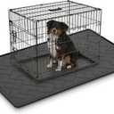 60"×37" Extra Large Mat for Under Dog Crate with Raised Edge, Waterproof Leakproof Easy Clean Non Slip Floor Protector, Reusable Washable Kennel Mat for Large Dogs