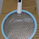 Nymrix Electric Fly Swatter Racket, 2 in 1 Mosquito Bug Zapper 4100V Handheld Mosquito Killer with 1800 mAh Rechargeable Battery, Purple Light and 3-Layer Safety Mesh for Indoor Outdoor Blue