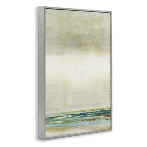 Modavart Framed Canvas Print Wall Art Pastel Cloudy Sky Beach Shore Abstract Nature Illustrations Modern Art Minimalism Landscape Multicolor Zen for Living Room, Bedroom, Office - 24"x36" White