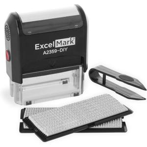 ExcelMark Self-Inking DIY Custom Rubber Stamp Kit - Personalized Stamper for Business or Home - Address Stamp, Message Stamp, and More (Black)