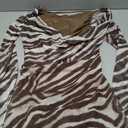 Verdusa Women's Animal Print Dress Draped Backless Mesh Mini Dresses Going Out Festival Rave Party Outfits (Brown, M)