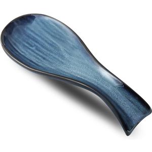 Hasense Ceramic Spoon Rest for Stove Top, Porcelain Spoon Holder for Kitchen Counter Cooking Utensil Home Decor, Navy