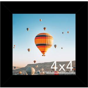 JCJMY 4x4 Picture Frame Black for Wall Hanging or Tabletop, Wall Mounting Horizontally or Vertically, 4 x 4 Wall Gallery Poster Photo Frame with Shatter Resistant Plexiglass, Black