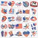 Glitter 4th of July Temporary Tattoos for Kids - 74 Individually Sheets Glitter American Flag Tattoos for Boys Girls Fourth of July Party Decorations and Independence Day Party Favors