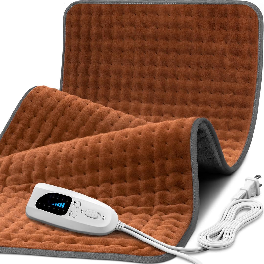 XXXL Heating Pad for Back Pain Relief, Heated Pad for Neck/Shoulders/Legs/Knees/Feet/Cramps, 6 Heat Settings Auto-Off, Heat Pads for Women, Birthday Mothers Day Gifts for Mom Wife Grandma Her, 17"x33" (Brown)