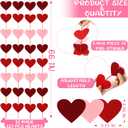 12 PCS Valentines Banner, Hanging Valentines Decor, Pre-Assemble Heart Banner Galentines Day Decorations for Holiday Classroom School Home Backdrop DecorRed, Pink, Burgundy
