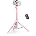 SENSYNE 72" Phone Tripod & Selfie Stick, Extendable Cell Phone Tripod Stand with Wireless Remote and Phone Holder, Compatible with iPhone Android Phone, Camera, Pink