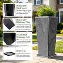 24" Tapered Tall Planters for Outdoor Plants with Tray&Shelf, Gray, 23.6"H x 10.2"W x 10.2"W