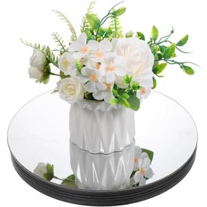 12 Pack 12 Inch Acrylic Round Mirror Centerpieces, Mirror Trays Plates for Wedding Table Party Decorations, Wall Decor