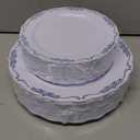 DaYammi 60PCS Blue and White Plastic Plates Blue Rim White Disposable Plates Blue White Party plates Include:30 Plastic Dinner Plate 30 Dessert plate and Wedding & Party Dining