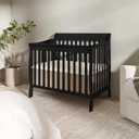 Dream On Me Aden 4-in-1 Convertible Mini Baby Crib, GREENGUARD Gold & BSA Certified, Sustainable Pinewood, Non-Toxic Finish, 3 Mattress Heights, Converts to Mini Day & Twin-Size Bed - Black