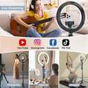 70.9" Auto Face Tracking Tripod with 360 Rotation & 10" Ring Light, Phone Tripod & Selfie Stick with Remote for Cell Phone 4"-7", Motion Sensor for Live Stream Vlog Video Recording