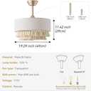 20" Fandelier Ceiling Fans with Lights, Boho Chandelier Ceiling Fan with Light Remote Control, 6-Speed for Bedroom, Living Room, Nursery