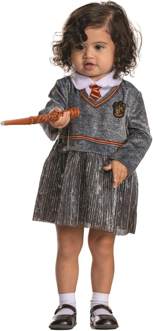 Disguise Infant Gryffindor Hermione Posh Infant Costume, Official Wizarding World Harry Potter Halloween Costumes for Babies ((6-12 mths))