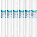 Membrane Solutions 5 Micron 2.5" OD x 20" Length Sediment Water Filter String Wound Polypropylene Cartridge for Whole House Filter Systems - 6 Pack