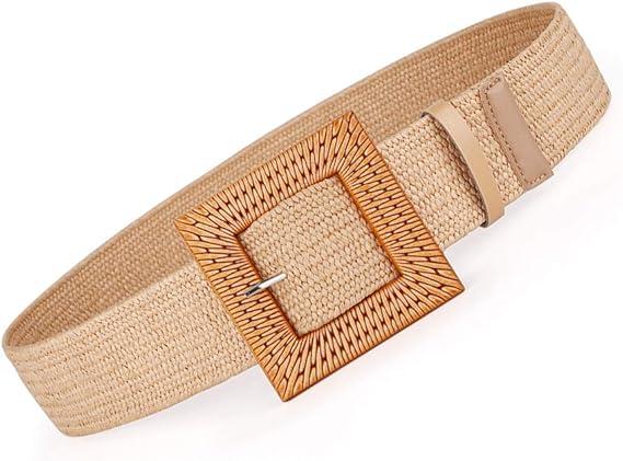 3 Pack Rrwin Rattan Straw Raffia Summer Belts for Women 2025 Elastic Stretch Woven Waist Wide Band, 3 Different Styles 