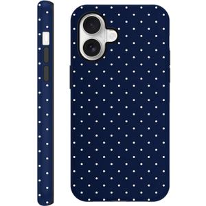 Polka Dot Phone Case for iPhone 17 Cute Trendy Pattern Case 6.3", Aesthetic Stylish Print Design 2-in-1 Matte Cover Hard PC Shockproof Soft TPU Protection Girls Women Funda, Navy Blue