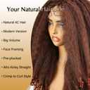 SOKU Afro Curly Lace Front Wig Synthetic Copper Red T Part 20 Inch Crimp to Curl Kinky Straight with Curly Ends Pre-plucked with Baby Hair Transparent Swiss Lace Yaki Texture Ginger Wigs for Women