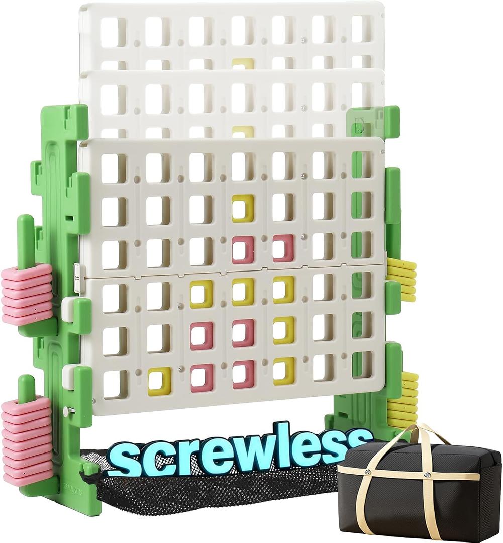 SDADI 'Click' Giant 4-in-a-Row Game Set with Block-Style Assembly, Adjustable Height 4-to-Score Connect Game, Portable Family Yard Game for Indoor & Outdoor Play