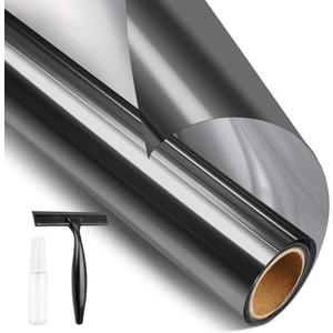 STATINT Window Privacy Film One Way, Mirror Glass Tint, 23.6in x 6.5ft | Heat Control and Sun UV Blocking, Non-Adhesive Reusable, Reflective Static Cling for Home and Office