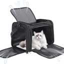 Cat Carrier Soft, Collapsible Cat Bag Carrier, TSA Airline Approved Pet Carrier for Cats with Removable Mat, Breathable Pet Travel Carrier for Small Medium Adult Pussy & Small Dogs (Black)