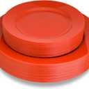 POSATE Plastic Plates Disposable 60 PCS, Heavy Duty 30 Dinner Plates 10.25" and 30 Dessert Plates 7.5" for Party, Red