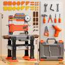 2 in 1 Workbench Toys for Toddlers 3-5, Kids Tool Bench Set with Electric Drill and Realistic Tool, Pretend Play Toolbox, Birthday Gifts for Boys Age 3 4 5 6 7 8 Year Old, Large