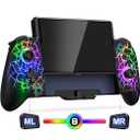 Gammeefy Hall Effect Joystick (No Drift) Switch Joypad for Nintendo Switch/OLED, FullSize Grip Wireless Pro Controller with 9 Color Lights, Ideal for Those Who Prefer Handheld Mode, Game Boy Color