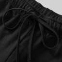 Weintee Women's Plus Size Petite Cotton Pants with Pockets (Black, L)