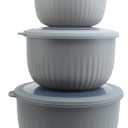 COOK WITH COLOR Prep Bowls with Lids- Wide and Deep Nesting Plastic Small Mixing Bowl Set with Lids, 12 Piece Set - Deep Bowls, Gray