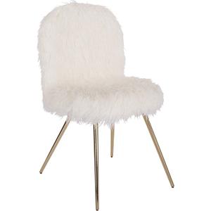 OSP Home Furnishings Julia Chic Accent Chair, White Faux Fur and Gold Legs