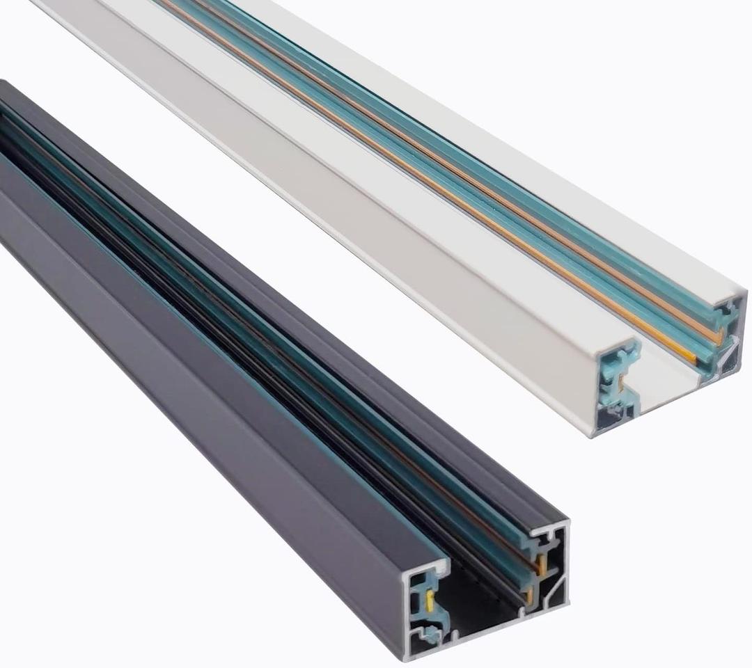 H Track Lighting Rails Kit 120V 3.3FT 3-Wire H Type Single Circuit with End Caps and Live End Feed Connector, Mounting Hardware (Black)