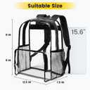 Vorspack Clear Backpack Heavy Duty - Large Clear Backpacks for School See Through Bookbag for Girls Boys Transparent Bag for Work, Concert, College - Black