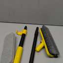 JEHONN Shower Cleaning Brush, 53.5 inches Long Handle Scrubbing Brush, 3-in-1 Bathroom Tub Tile Scrubber Mop with Squeegee for Bathtub Sink Tile Floor Wall Glass Deck (Yellow)