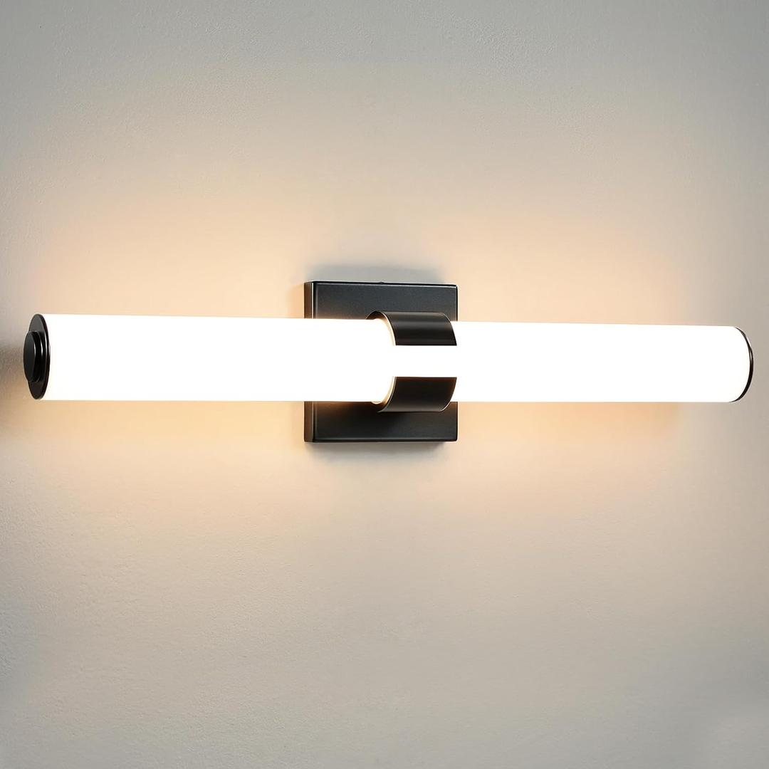 Black Vanity Lights for Bathroom, 22.8 Inch LED Vanity Light Modern Bathroom Light Fixtures, 28W Sconces Wall Lighting with Acrylic Shade for Mirror Bedroom Living Room Hallway 3000K
